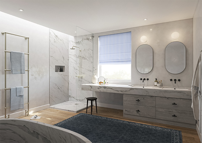 Lace Stripes, Soft Blue - Twist&Fit Roman Blind - Image 6